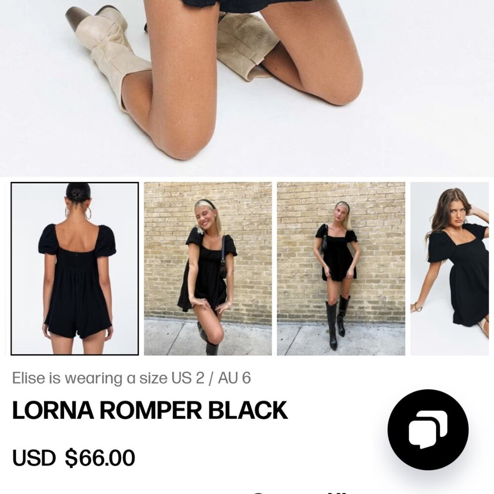 Nerver Worn Princess Polly Lorna Romper in Black - Picture 2 of 5
